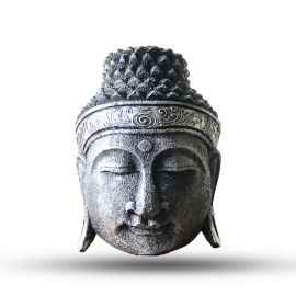 Decorațiune Cap de Buddha - 25cm - Argintiu Lucios