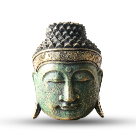 Decorațiune Cap de Buddha - 25cm - Verde Lucios