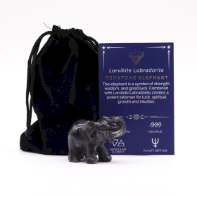 Elefant Norocos din Piatră Prețioasă - Labradorit Larvikite 50x35x25mm