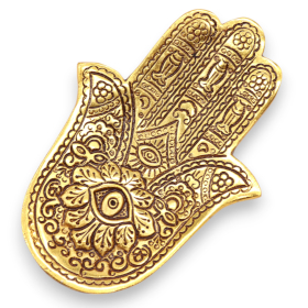 6x Suport Mic Hamsa din Aluminiu Auriu pentru Tămăie 13x5.5cm