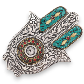 6x Suport Mic Hamsa Verde pentru Tămâie 13x5.5cm