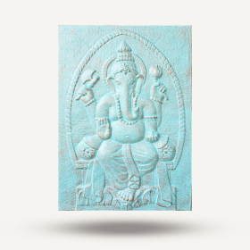 Ganpati Mare, Cadru din Ciment Fibroros, Relief din Turcoaz - 0,7x1m