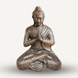 Statuie Medie-Mare de Buddha din Aur Antic, Rugându-se - 1,2m