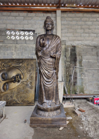 Statuie Înaltă de Buddha din Aur Antic, în Picioare - 3m