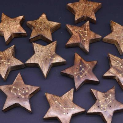 12x Set de 12 Suporturi cu Semne Zodiacale din Alamă Gravate - Stea